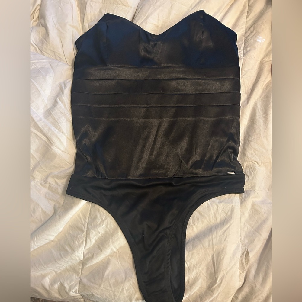 Black Satin Bodysuit
